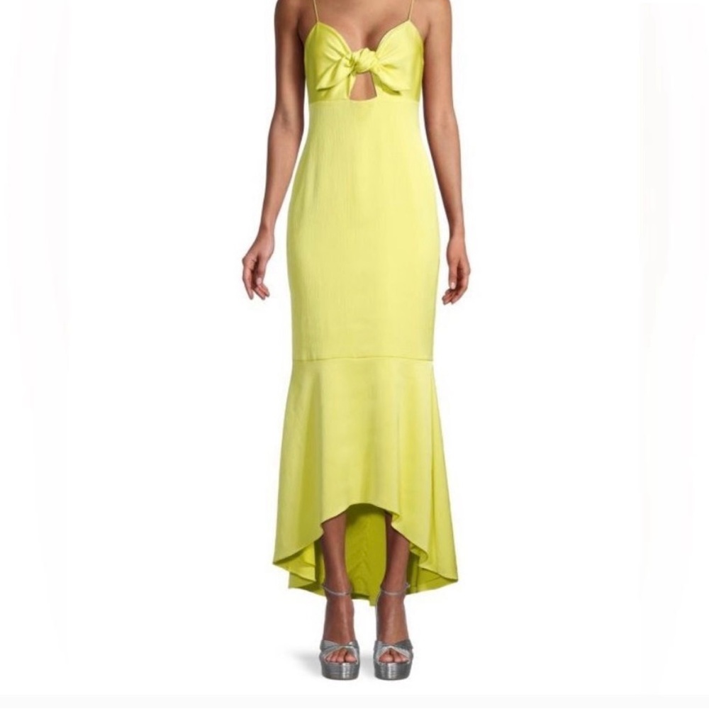Aidan Mattoc Elegant Lime Green Evening Dress